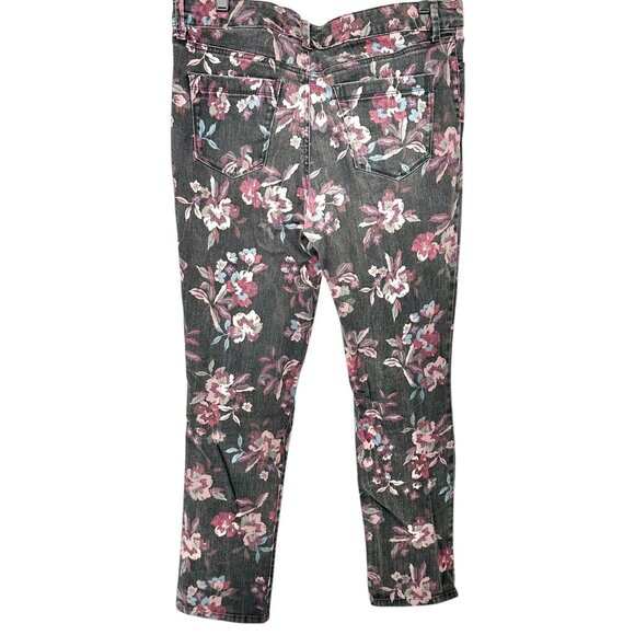Bandolino Denim Pants Womens 12 Black Floral Print Cotton Blend Slim Fit Stretch - Picture 7 of 9